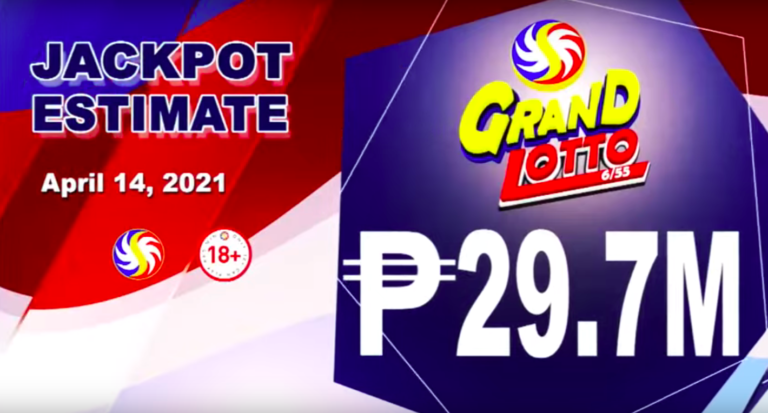 6/55 Grand Lotto Result Today Wednesday April 14, 2021 from PCSO