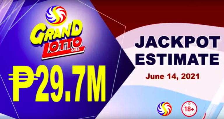 6/55 Grand Lotto Result Today Monday June 14, 2021 from PCSO